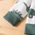 2pcs Baby Boy Allover Dinosaur Print Long-sleeve Pullover and Solid Pants Set Chartreuse