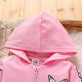 Baby Girl 95% Cotton Long-sleeve Butterfly Print Hooded Zip Jacket Pink