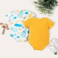 2-Pack Baby Boy/Girl 95% Cotton Short-sleeve Allover Sea Animals/Letter Print Rompers Set Multi-color