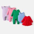 Baby Girl/Boy Basic Solid Color Cotton One Piece Pink
