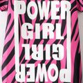Kid Girl Letter Print Stripe Short-sleeve Pink Tee Dress Pink