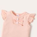3-Pack Baby Girl 95% Cotton Letter Embroidered Ruffle Trim Rompers Set Pink