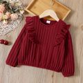 Toddler Girl Sweet Ruffled Textured Long-sleeve Red Blouse Red