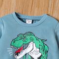 Toddler Boy Animal Dinosaur Letter Print Pullover Sweatshirt Blue grey