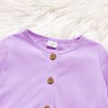 2pcs Toddler Girl Butterfly Print Sleeveless Dress and Button Design Purple Cardigan Set Purple image 3