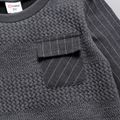 2pcs Toddler Boy Textured Pocket Design Sweatshirt and Grey Pants Set Dark Grey