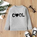 Toddler Girl Letter Embroidered Knit Sweater Light Grey image 1