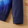 Kid Boy Colorblock Tie Dyed Figure Print Hoodie Sweatshirt Dark Blue