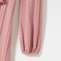 Pink Cable Knit Round Neck Belted Long-sleeve Dress for Mom and Me Pink image 5