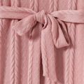 Pink Cable Knit Round Neck Belted Long-sleeve Dress for Mom and Me Pink image 4