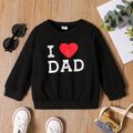 Toddler Boy Letter Heart Print Pullover Sweatshirt Black