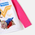 Super Pets Toddler Girl/Boy Letter Print Colorblock Long-sleeve Tee PinkyWhite