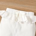 Baby Girl 95% Cotton Rib Knit Ruffle Trim Pants Leggings White image 4