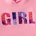 2pcs Kid Girl Letter Print Hooded Sweatshirt and Elasticized Leggings Set Pink