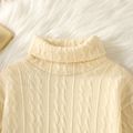 Baby Girl Solid Cable Knit Turtleneck Long-sleeve Sweater Dress Apricot image 4