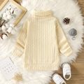 Baby Girl Solid Cable Knit Turtleneck Long-sleeve Sweater Dress Apricot image 3