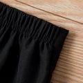 Kid Girl Button Design Elasticized Black Wide Leg Pants Black