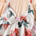Toddler Girl Faux-two Floral Allover Textured Ruffle and Bow Decor Long-sleeve Dress Apricot image 4