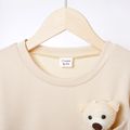 Kid Boy/Kid Girl Solid Color Pocket Design Pullover Sweatshirt (Bear Doll is included) Khaki