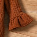 Baby Girl Brown Imitation Knitting Bow Front Mock Neck Bell Sleeve Dress Brown image 4