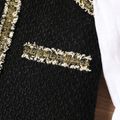 Baby Girl Faux-two Long-sleeve Contrast Binding Tweed Dress BlackandWhite