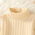 Baby Boy/Girl Solid Turtleneck Long-sleeve Cable Knit Pullover Sweater Apricot image 3