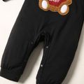 Baby Boy Bear & Letter Embroidered Black Long-sleeve Jumpsuit Black