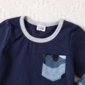 3pcs Baby Boy 95% Cotton Short-sleeve T-shirt and Camouflage Pants with Hat Set Navy