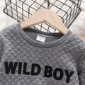 Toddler Boy Letter Print Textured Pullover Sweatshirt flowergrey
