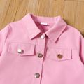 2pcs Toddler Girl Colorblock Splice Halter Rompers and Lapel Collar Pink Jacket Set Pink