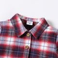 2-piece Toddler Girl Plaid Lapel Collar Coat Jacket and Solid Sleeveless Dress Set Red