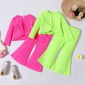 2pcs Toddler Girl Twist Knot Long-sleeve Pink Tee and Flared Pants Set Roseo