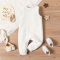 Baby Boy Solid Cable Knit Textured Overalls White image 3