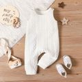 Baby Boy Solid Cable Knit Textured Overalls White image 1