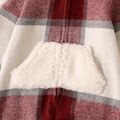 Baby Boy Fluffy Hooded Spliced Plaid Long-sleeve Zip Jumpsuit REDWHITE