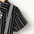 2pcs Kid Boy Gentleman Suit, Stripe Lapel Collar Bow tie Design Shirt and Suspender Pants Set Black