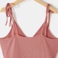 Pink Waffle Surplice Neck Tie Shoulder Cami Dress for Mom and Me Pink image 4