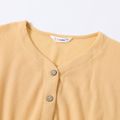 Nursing Button V Neck Short-sleeve Yellow Top Yellow