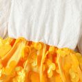 طفلة صغيرة الدانتيل الحلو لصق تصميم فراشة فستان طويل الأكمام الأصفر image 4