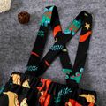 2pcs Toddler Boy Playful Bow tie Design Polo Shirt and Dinosaur Print Capri Suspender Pants Set Multi-color