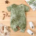 100% Cotton Baby Boy/Girl Love Heart & Letter Print Short-sleeve Jumpsuit Green