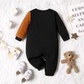 Baby Boy Fuzzy Cartoon Bear Design Black Long-sleeve Jumpsuit Black