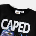 Batman Kid Boy Letter Figure Print Pullover Sweatshirt Black