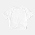 Activewear Moisture Wicking Toddler Girl Solid Color Twist Knot Breathable Short Raglan Sleeve Tee White