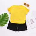 Toddler Boy 2pcs Beach Short-sleeve Yellow T-shirt Top and Solid Black Shorts Set Multi-color