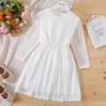 Kid Girl Solid Color Lace Design Long-sleeve Dress White image 1