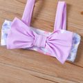 2pcs Baby Girl Allover Butterfly Print Bow Front Bikini Set Swimsuit Purple