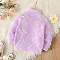 Toddler Girl Sweet Turtleneck Frayed Trim Purple Knit Sweater Light Purple