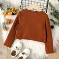 Toddler Girl Solid Color Twist Knot Ribbed Long-sleeve Tee Brown