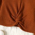 Toddler Girl Solid Color Twist Knot Ribbed Long-sleeve Tee Brown image 4